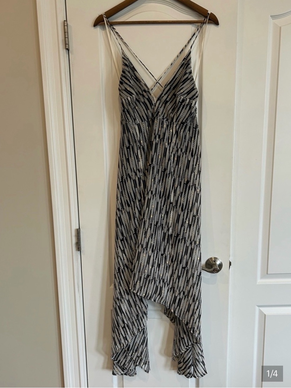 Express Black & White Asymmetrical Maxi Dress